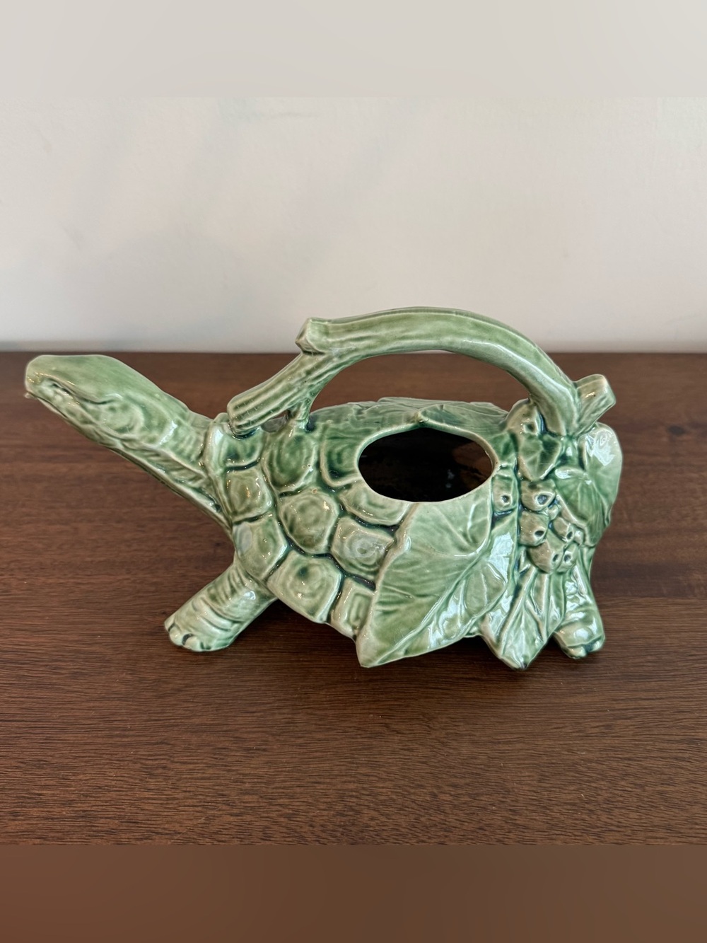 Vintage Nelson McCoy Art Pottery Green Turtle Watering Sprinkler